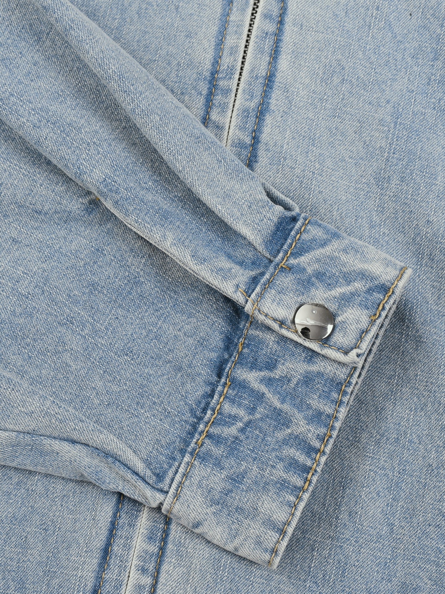 Unisex Vintage Wash Full-Zip Denim Jacket